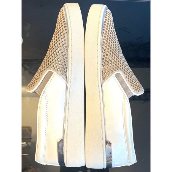 Michael KORS KYLE Grey SILVER LOGO Perforated Slip On Sneaker Shoes Size 7.5M - Picture 9 of 12